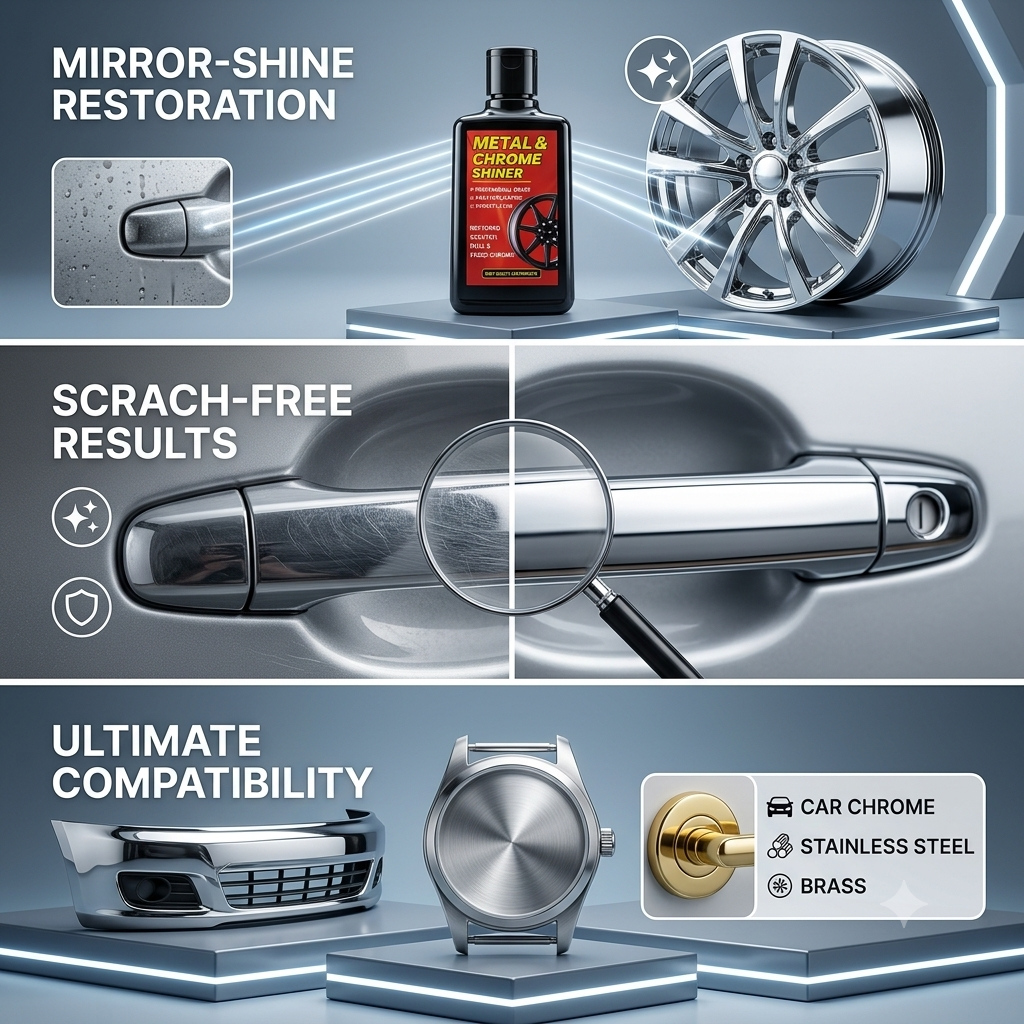 Chrome Polish For Car and Bikes | Metal Polish for Chrome, Copper, Brass, Bronze, Nickel, and Stainless Steel | All Metal Cleaner | Rust Remover, Polisher & Protectant