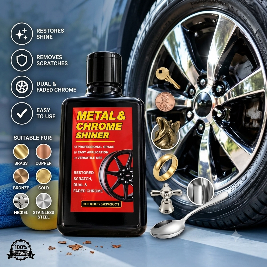 Chrome Polish For Car and Bikes | Metal Polish for Chrome, Copper, Brass, Bronze, Nickel, and Stainless Steel | All Metal Cleaner | Rust Remover, Polisher & Protectant